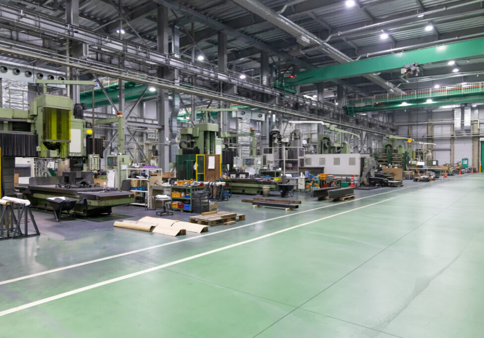 A factory lined with machine tools